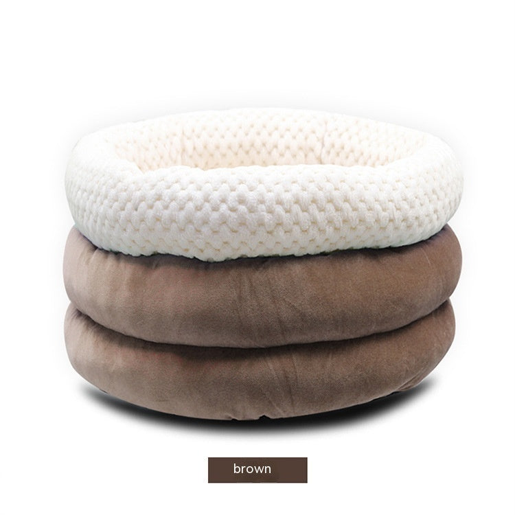 Discover the Comfort of the Semi-Closed Round Ice Velvet Pet Deep Sleep Bed