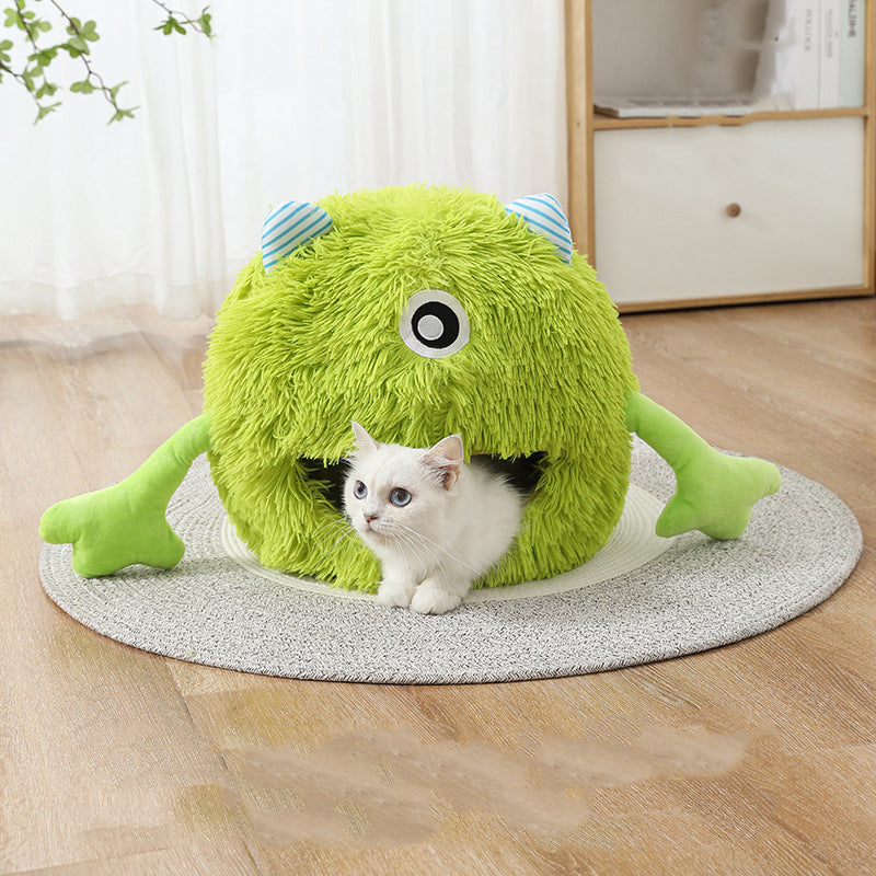 Calming Round Fluffy Pet Bed - A Cozy Retreat for Your Furry Friends